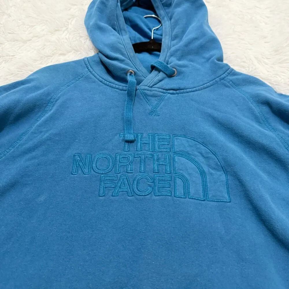 Men The North Face Graphic Print Hoodie Pullover in Marine Blue Size Medium